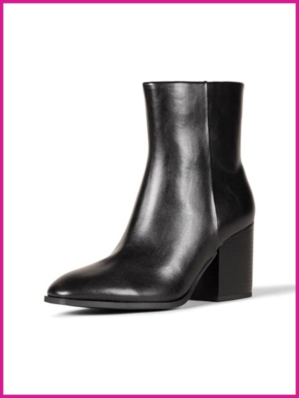 Women's Stacked Heel Ankle Boots Faux Leather Memory Foam Side Zip